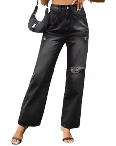 S.O.N.G Timeless Fit Women's High Rise Black Distressed Jeans Size 29