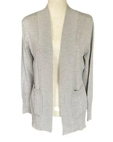 Folunsi women's medium light gray long sleeve stretchy open cardigan sweater
