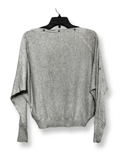ALLSAINTS Womens Pullover Sweater Gray Heathered Studded Boat Neck Cotton S New