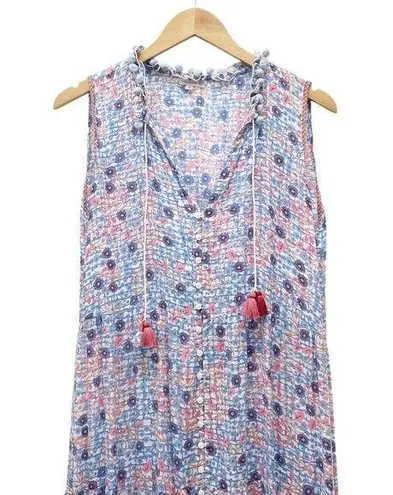 Poupette St. Barth Clara Maxi Dress Blue Bloom Floral Long Women’s Size Medium