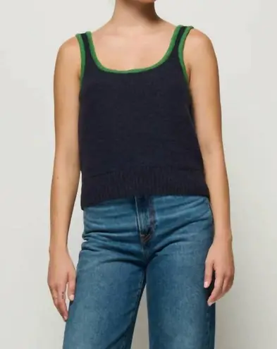 Nation Ltd Peggy Sue Chenile Tank Top Navy Blue Green Size XL