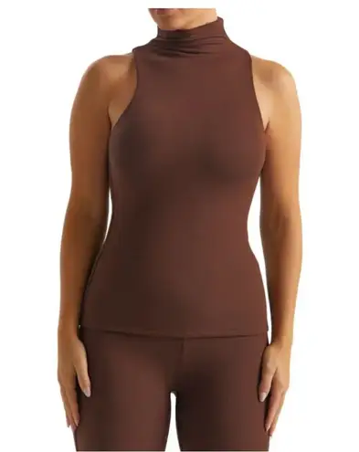 Naked Wardrobe NWT Sleeveless MockNeck Top in Expresso Brown Size Medium Shaping