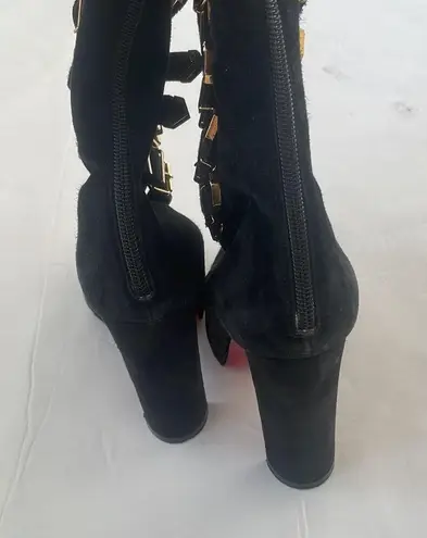 Christian Louboutin  Black Suede leather Lady Trop tall boots 37.5