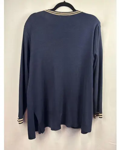 Women’s Howard Wolf Escape Size Large Navy Blue Long Sleeve Sweater with Cream S