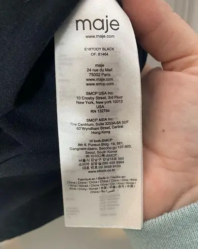 Maje Short Ruched Cuffed Sleeve Sheer Lace Front Top Size 2 (medium)