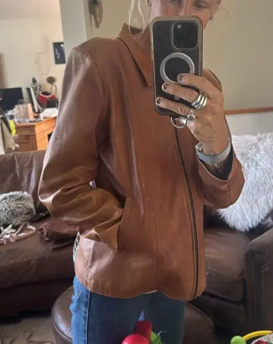 Vintage rustic lightweight butter soft Brown Leather Jacket no tags Size L