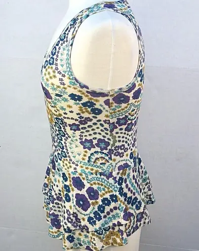 Modcloth  Womens Size Small sleeveless floral peplum retro tank Top