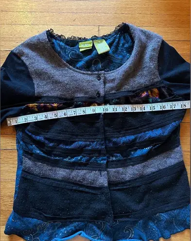 Acorn Mixed Media Cardigan, Size Medium Blue
