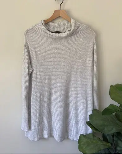 Free People  We the Free Cowl Neck Tunic Top Ribbed Gray Stretch Cut Out Back EUC