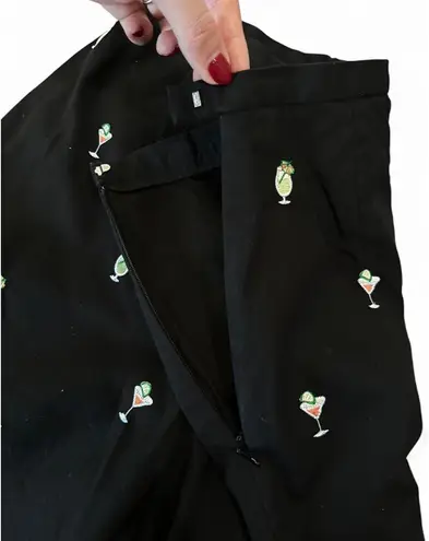 Brooks Brothers Embroidered Cocktail Pant 8 Cotton Side Zip