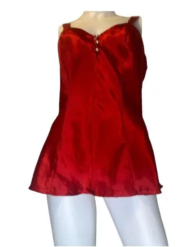 Cacique Red silky Vintage Lingerie  babydoll sleepwear size medium​