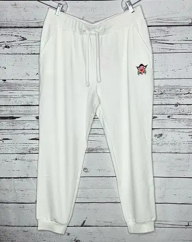 Badgley Mischka NWT Sz XL White Elastic Waistband French Terry Jogger Sweatpants