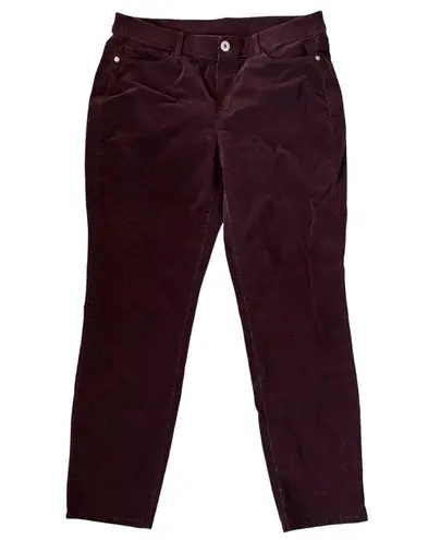 Women’s J. Jill brown burgundy slim leg corduroy pants size medium