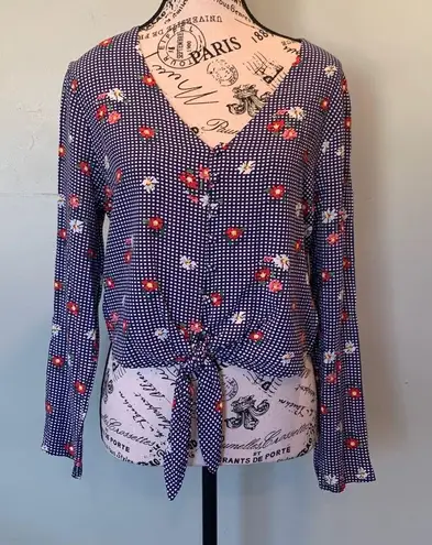 One Clothing Blue Gingham Flowered Tie