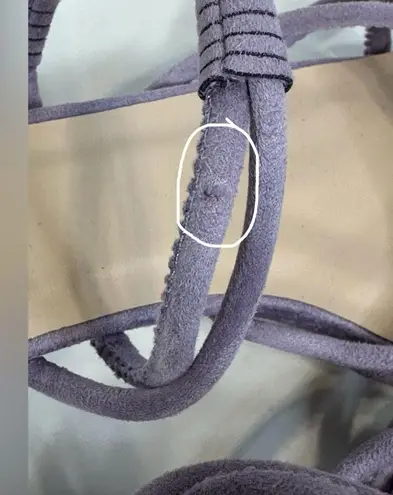 TORGEIS Medinilla Faux Suede Strappy Sandal Heel Lavender Slip On Open Toe Sz 11