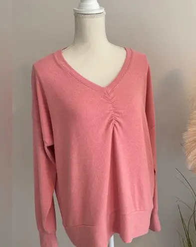 Soft Surroundings Pink V-Neck Long Sleeve Soft Rayon Blend Top Size XL