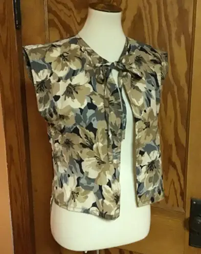 Vintage 70s earthy floral cover up vest Size M