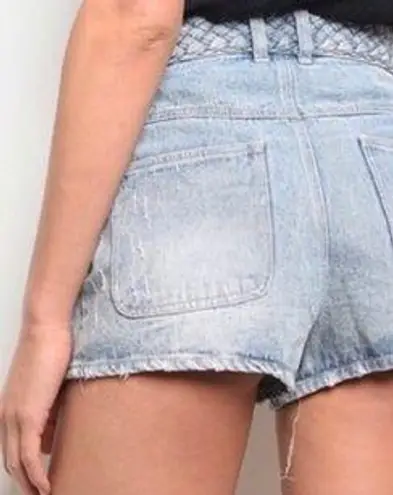 Band of Gypsies  Braided Distressed Denim Shorts