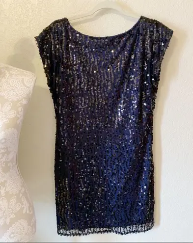 Laundry by Design Black and Blue Sequin Formal Shift Dress