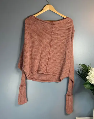 Free People Mauve Slouchy Knit Long Sleeve Top