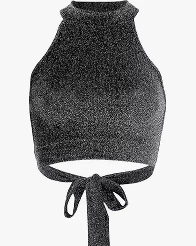 Women Gray Backless Bandage Tank Top