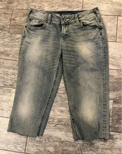 Silver Suki jeans Capri Jean 31 Frayed cuffs Distressed Cropped Womens Denim