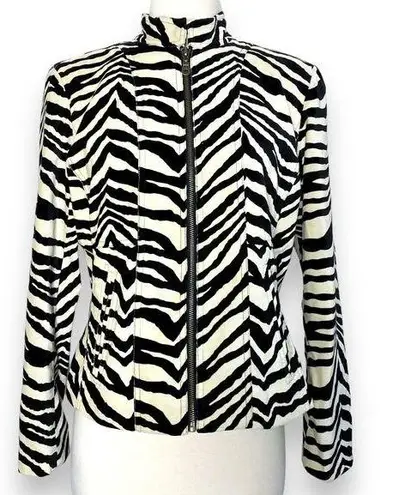 American Vintage Vintage Velvet High Neck Zebra Print Abstract Striped Structured Blazer Jacket M