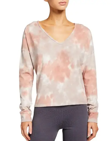 Beyond Yoga Open Neck Pullover In Chai Cloud Dye