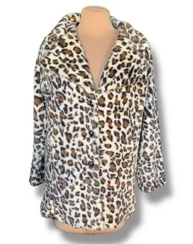 Yellowstone x Spirit Halloween Beth Dutton Faux Fur Leopard Print Coat Medium Brown