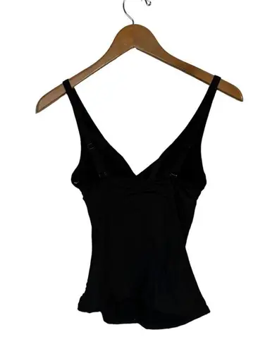Sea Level Eco Essentials Black Cross Front Tankini Swimsuit Top Size 4 NWT