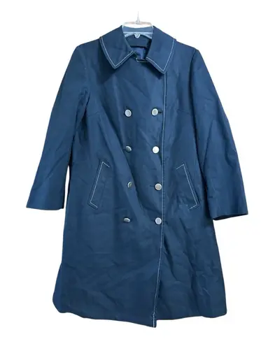 London Fog Vintage Style Classic Blue Double-Breasted Women's Coat, Women’s 12