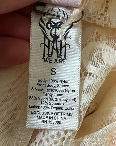 We Are HAH Take Hah Bow Reversible Lacey Bodysuit Cream Pink Women's Size S NWT