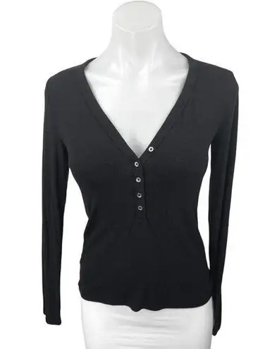 Aritzia  Wilfred Free Women's Black Long Sleeve V-Neck Henley T Shirt Tee Top XS