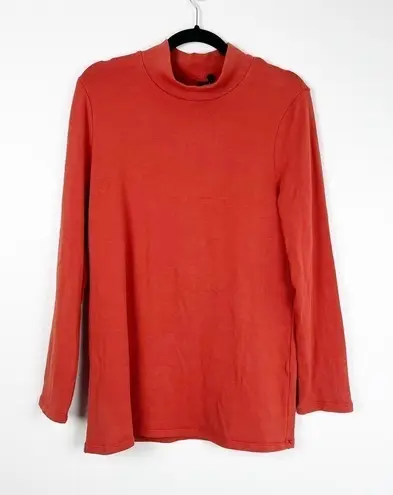 FOCUS Casual Life Mock Neck Long Sleeve Tee Sz L Orange Size L
