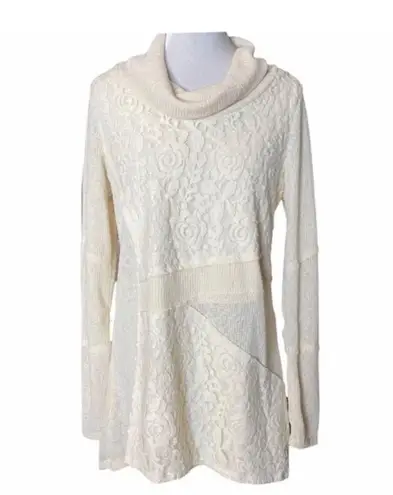 RXB Ivory Asymmetrical Tunic Sweater White Size M