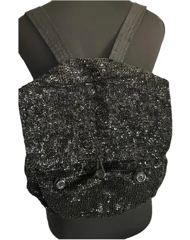Go Glitzy Go Glamour Black Sequin Soft Backpack Sequins Sparkle - Image 1