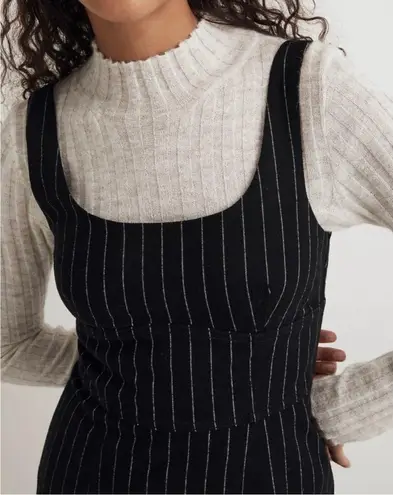 Madewell Dress Wool-Blend Mini Sleeveless in Pinstripe Almost Black 6 NWT New