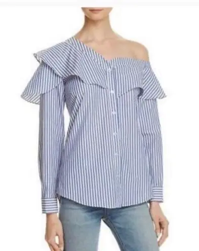 Bardot  Striped Asymmetric Striped Button Down Shirt