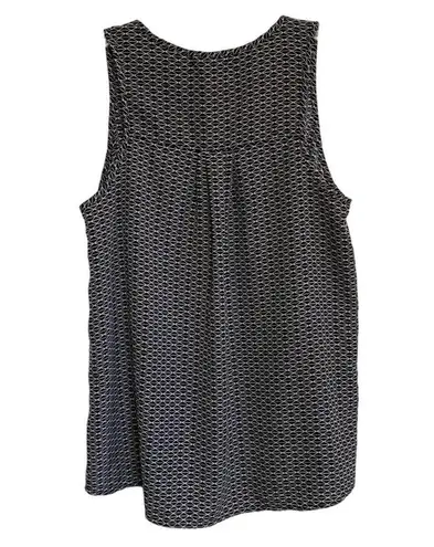 Pleione Women's Black & Tan Geometric Pleated Tank Top S