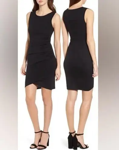 Leith Ruched Bodycon Sleeveless Midi Dress - Black - XS