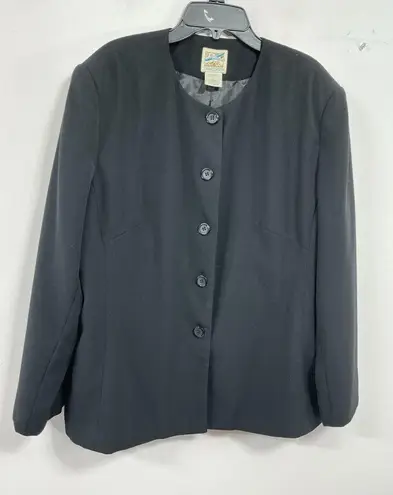 Womans Travel South Button Down Blazer 18 R Black Lined Padded Shoulders