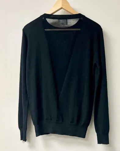 Line and Dot Mia Long Sleeve Crew Neck Pullover Contrast Sweater Black Women's S