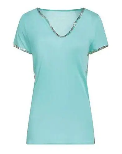 Zadig & Voltaire Tino Turquoise and Silver Foil Tee M