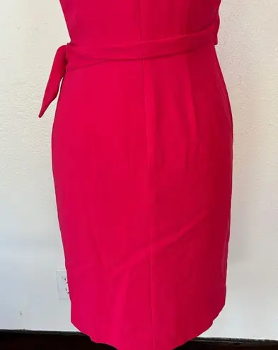 Jones New York Vintage 90's Solid Hot Pink V-Neck Sleeveless Wrap Dress