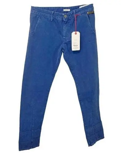 Replay women's 28 distressed carrot fit MANLEY cross mid seam jeans 28x33 29x33 Blue