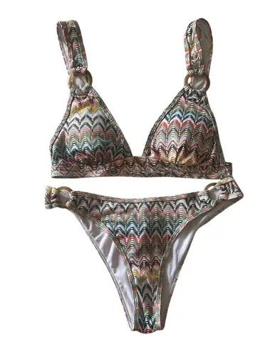 Cupshe NWT--WOMENS 2 PIECE BIKINI SET-TEXTURED O RING-CHEEKY BATHING SUIT-MEDIUM - Image 3
