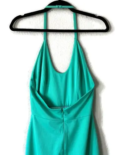 AQ/AQ Sienna Mint Green Halter Neck Sleeveless Open Back Slit Maxi Dress Size 4