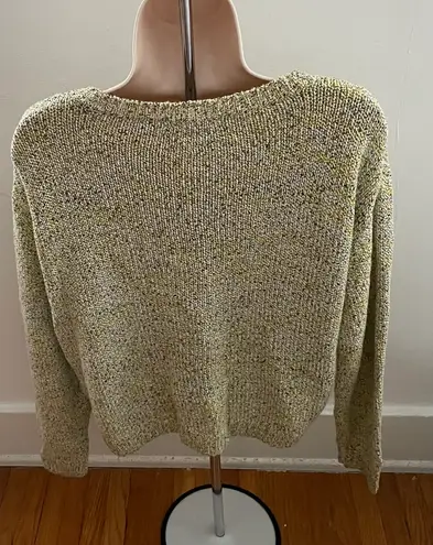COS Yellow Marled Cotton Blend Crewneck Long Sleeve Sweater, size S