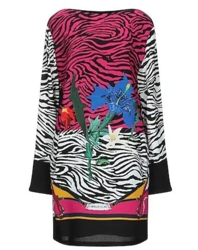 Roberto Cavalli Class Crepe Sable Zebra Floral print dress size 48