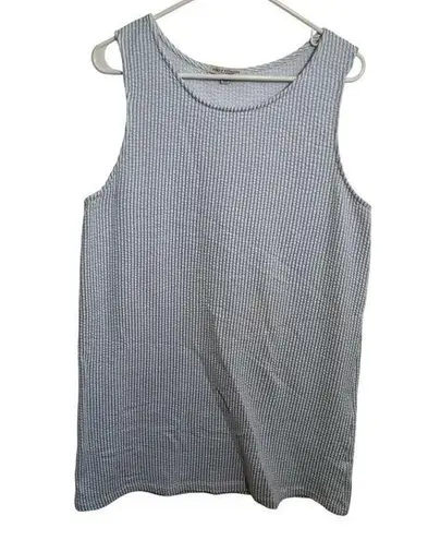 Green Envelope Sleeveless Shift Dress Blue White Seersucker XL